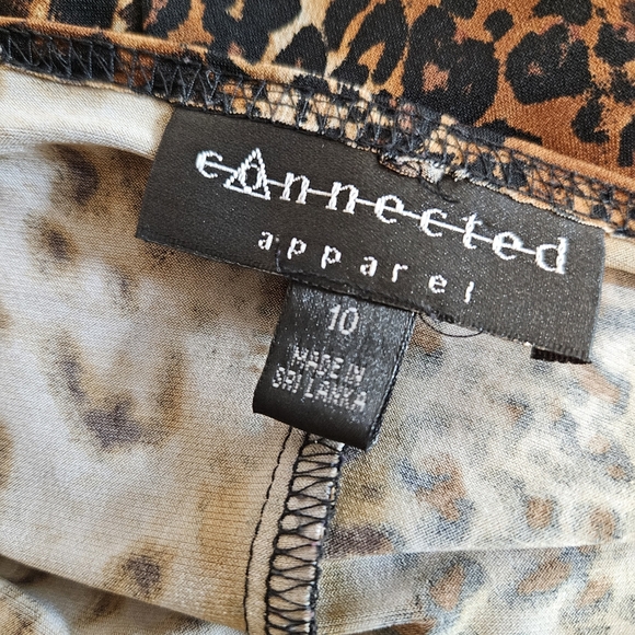 Connected Apparel Animal Print Dress Womens Size 10 Brown Black Sleeveless - Picture 8 of 10